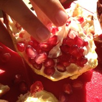 Pomegranates from a neighbor in Croatia, and juiced by hand in Turkey. Grace.