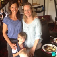 High school friend Stacy and her son John in Canterbury, UK