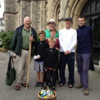 Crew for parachuting teddy bear fundraiser at St. James Muswell Hill, London