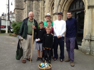 Crew for parachuting teddy bear fundraiser at St. James Muswell Hill, London