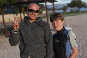 Mateo spend many chilly hours on the Adriatic with Wake giving windsurfing instruction and encouragement.