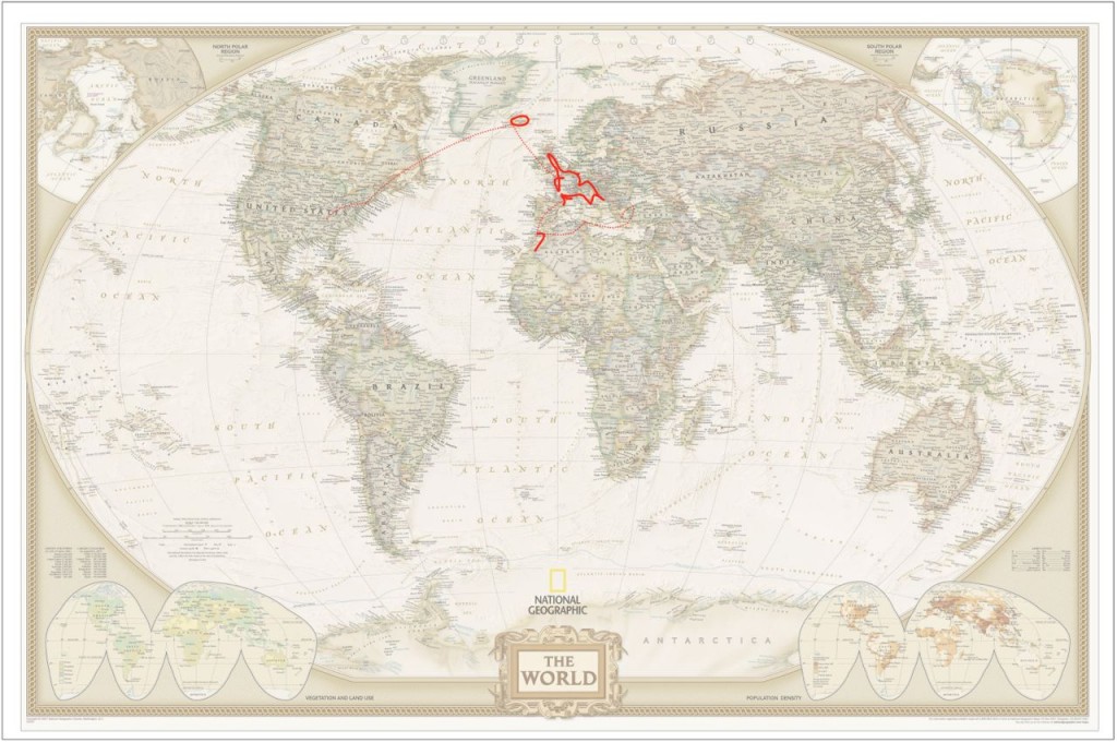 World Map Through Athens