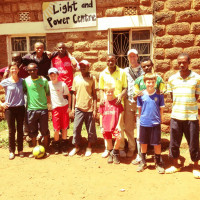 New friends -- and footballers -- outside Light and Power in Nairobi's Gatina neighborhood.