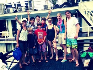 Our day trip group in Ha Long Bay -- with Charley, Tam, Cecille, Antonia, and Stephan.
