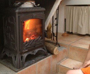 Terra cotta tiles in Esperaza, France... and the perfect blue door to the laundry room out back. Trial.